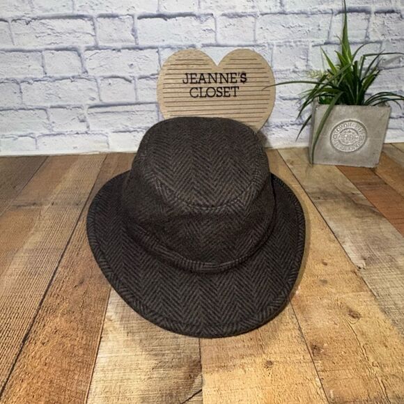 Tilley Endurable Winter Hat with Ear Flaps 7 Brown Herringbone Wool Blend - Picture 2 of 13